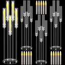 Tandefio 4 Sets 35'' Tall LED Candelabra Centerpiec, 5 Arm Clear Acrylic Candle Stands with Shades and 20 Flameless LED Candles, Candlestick Holder for Floor Table Fireplace Dinner Party Wedding Decor