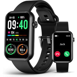 Smart Watch Fitness Tracker (Answer/Make Call), 24/7 Heart Rate Spo2 Blood Pressure Monitor Sleep Tracker, 114 Sports Modes Pedometer Calorie Step Tracker, Waterproof Activity Tracker for Women Men (Black)