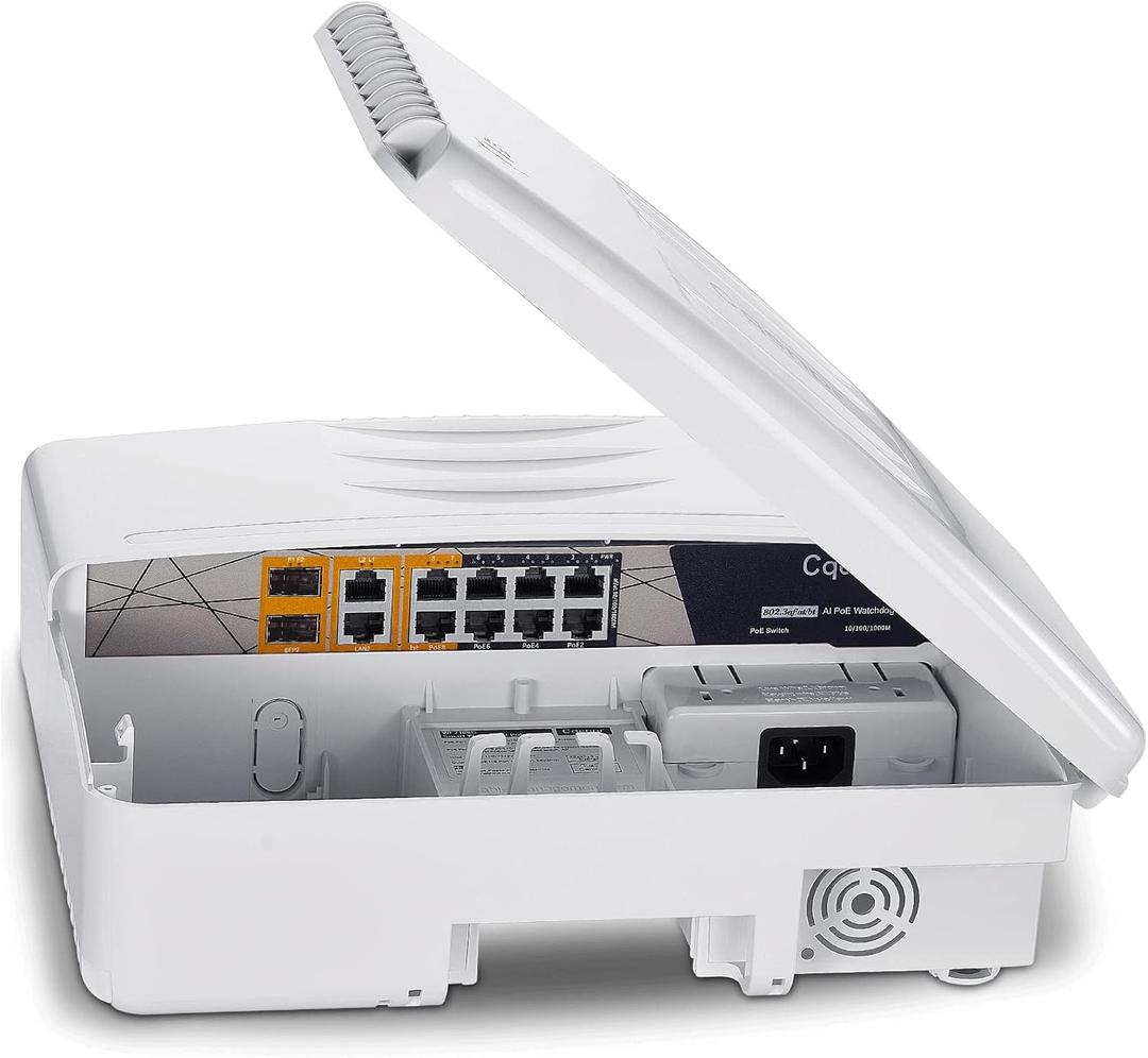 12 Port Full Gigabit Outdoor Poe Switch, IEEE802.3af/at/bt, All-in-One Box, 60W PoE++, 120W High Power Output, Play & Plug, Fan Unmanaged, AI Watchdog. (12 Port All-in-one)