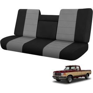 SAPUBK Front Seat Covers Replace for 1987-1991 Ford F150 Front Bench Seat with Opening Armrest and Molded Headrest, Knitted Fabric Composite Soft Foam Lining Airmesh Breathable Seat Cover