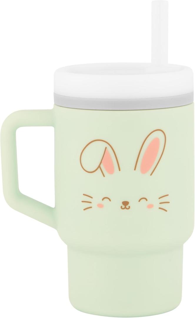 Infantino My 1st Tumbler, Silicone Sippy Cup with Straw & Handle, Spill-Resistant Baby Cup for On-the-Go, BPA-Free Transition Bottle, Bunny (9 Ounces)