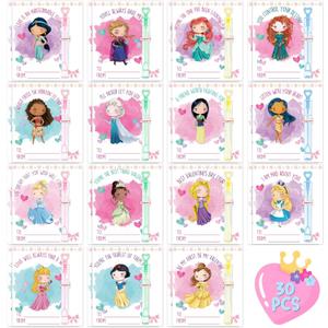 Valentines Day Cards for Kids School - 30 Pcs Princess Valentines Cards with Valentine's Bubbles, Quite Valentine Gifts for Girls, Valentines Day Bubbles Party Favors Toys for Girls Classroom Exchange