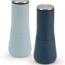 Joseph Joseph Milltop Non-Spill Salt and Pepper Mill 2-piece Set, Refillable with Ceramic Grinder, Adjustable Grinding Size, Blue