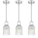 FEMILA 3 Pack Pendant Lights Kitchen Island, Brushed Nickel Glass Pendant Light for Kitchen Island Bedroom Hotel, 4FH83MIL3PK BN