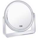 15X Vanity Mirror Makeup Mirror,1X/15X Magnification Double Sided Magnifying Mirror,360 Degree Swivel Desk Mirror,Portable Table Counter top Mirror for Bathroom Shaving Mirror,Gift for Women