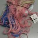 Pink and Blue Long Curly Wigs for Women No-bangs Clip on Ponytails Cosplay Wig, Halloween Party Show Daily use Wig