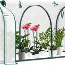 VIVOSUN Portable Mini Greenhouse 47x23x23-Inch Tunnels, PE Cover with Roll-up Zipper Door, for Indoor Outdoor or Garden Plant Growing, White, 47.2 X 23.6 X 23.6 Inch