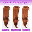Eawwii Long Ginger Wig with Bangs for Women,4x4 Realistic Scalp, Free Parting,Layered Hairstyle Synthetic Heat Resistant for Daily Party Use 26 inch