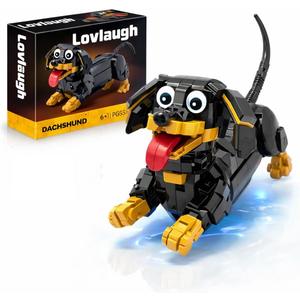 Dachshund Dog Building Blocks Set 889PCS  Movable Ears, Legs & Wagging Tail | Realistic Collectible Model | Creative STEM Toy for Adults & Kids