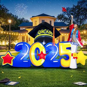 KOOY 8FT 2025 Inflatable Graduation Decorations with LED Lights  Blow Up Grad Graduation Yard Sign, Inflatable Graduation Kindergarten Preschool Decoration for Party, Perfect for Yard Event Decor KOOY 8FT 2025 Inflatable Graduation Decorations with LED Lights  Blow Up Grad Graduation Yard Sign, Inflatable Graduation Kindergarten Preschool Decoration for Party, Perfect for Yard Event Decor