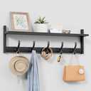 Tatub 29" Rustic Coat Rack Wall Mount with Shelf, Entryway Wall Hooks with Shelf, Coat Hangers for Bathroom, Living Room, Bedroom, Black