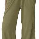 Women's Casual Wide Leg Pants High Waist Drawstring Sweatpants Baggy Athletic Trousers with Pockets (Olive)