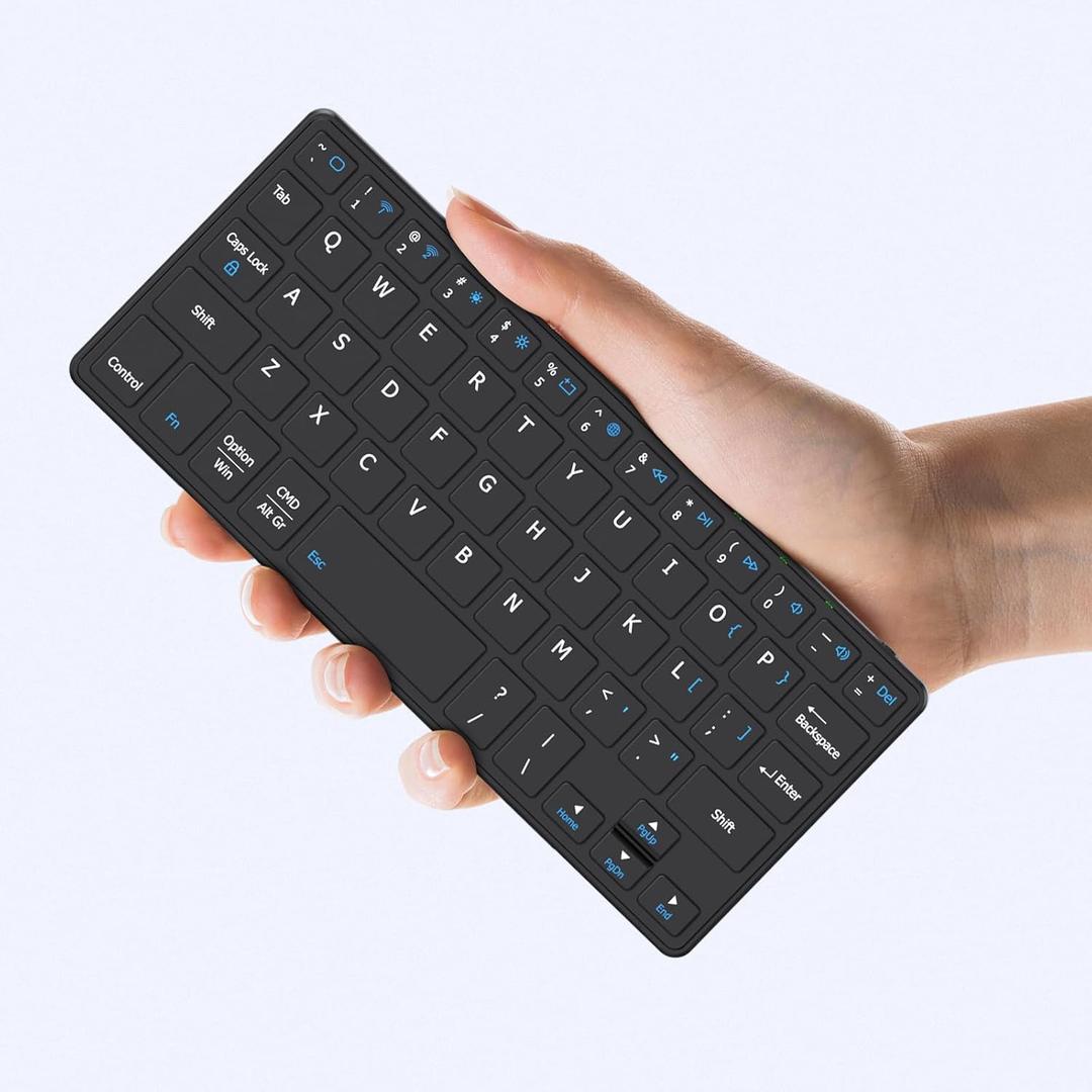 Universal Wireless Keyboards Ultra Light Portable Mini Keyboard with Adjustable Angle Stand & Leather Case,Computer Keyboards Rechargeable Travel Bluetooth Keyboard for iPad Android,Windows and iOS (Black)