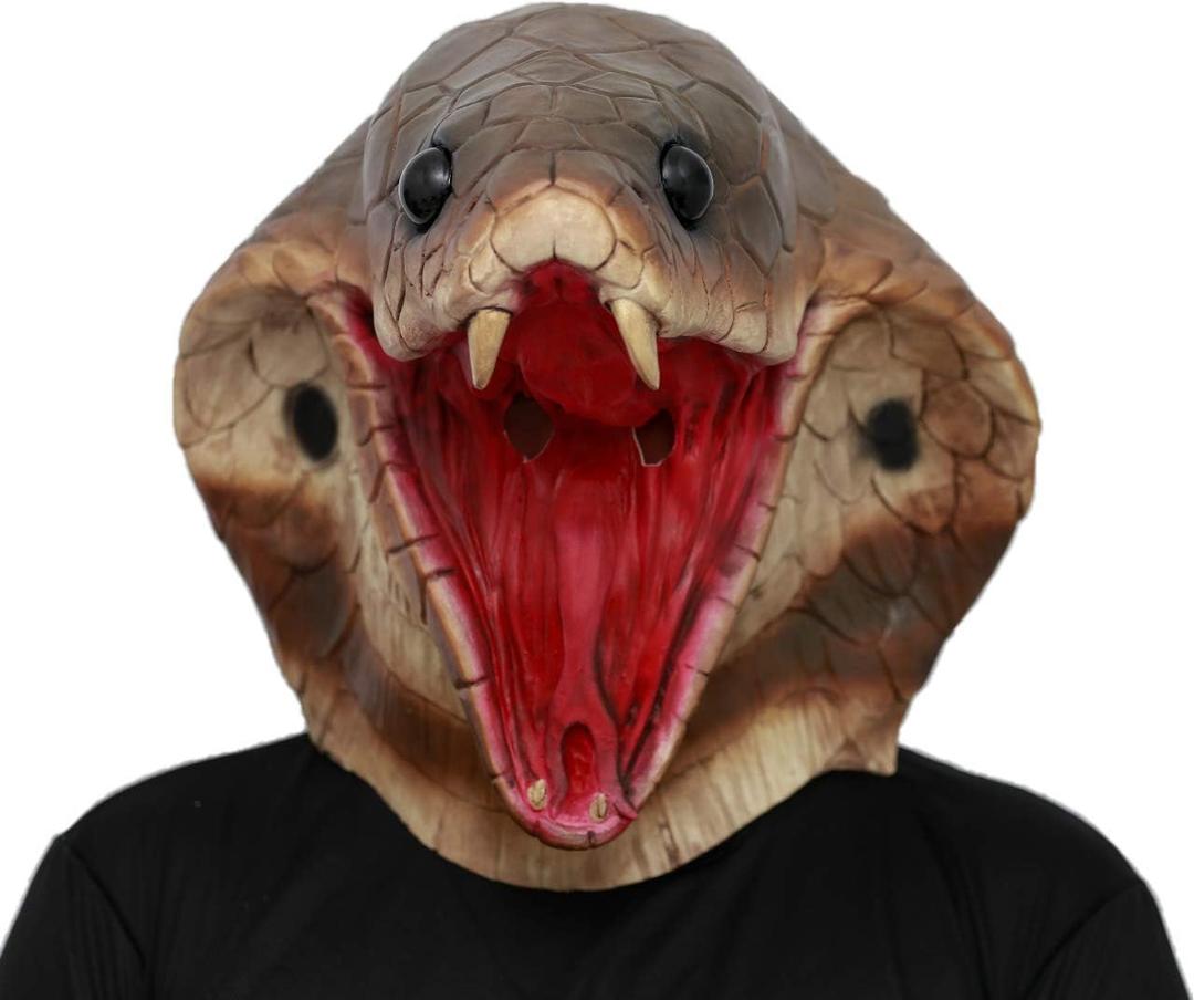 CreepyParty Cobra Costume Novelty Halloween Costume Party Latex Animal Cobra Head Mask Snake