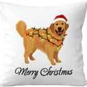 Golden Retriever Pillow Cover - 18x18, Perfect Golden Retriever Gifts for Christmas
