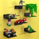 BlissBox 6-Pack Floating Shelves for Wall Compatible with Lego Building Bricks, 5x5.5inch DualSided 16x17 Studs for Toy Brick Storage and Display, ABS Display Shelves for Room Decor, Black