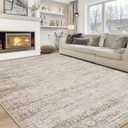 8x10 Area Rugs for Living Room Rug Washable: Modern Large Rug for Dining Room Bedroom Carpet Non Slip 8 by 10 Indoor Abstract Nursery Home Office Beige Ivory