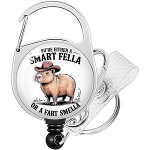 4 x Nurse Badge Reel, Capybara Badge Holder Cute Pediatric Decorative Retractable Heavy Duty with 360Swivel Carabiner Keychain Name Nursing Accessories ID Clip for Vet Medical Assistant RN Intern Nurse