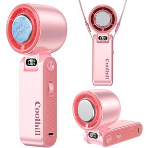 Handheld Portable Fan with Ice Cooler: 100-Speed 5500mAh Rechargeable Handheld Fan, 12H Time Hand Cooling Personal Fans with 20000 RPM Air Turbo Tech for Travel Outdoor (Pink)