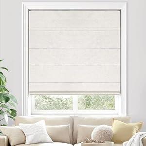 UNISHADES 100% Blackout Cordless Roman Shades for Indoor Windows & French Doors, 34 1/ 4" W × 48" H - Blackout - Beige