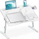 Laptop Bed Desk, Adjustable Laptop Lap Desk with Drawer, X-Large Foldable Bed Table Tray for Bed Couch Floor Desk Writing Working Reading Eating Painting (Marble, 23.6"15.7") (X-Large 23.615.7in)