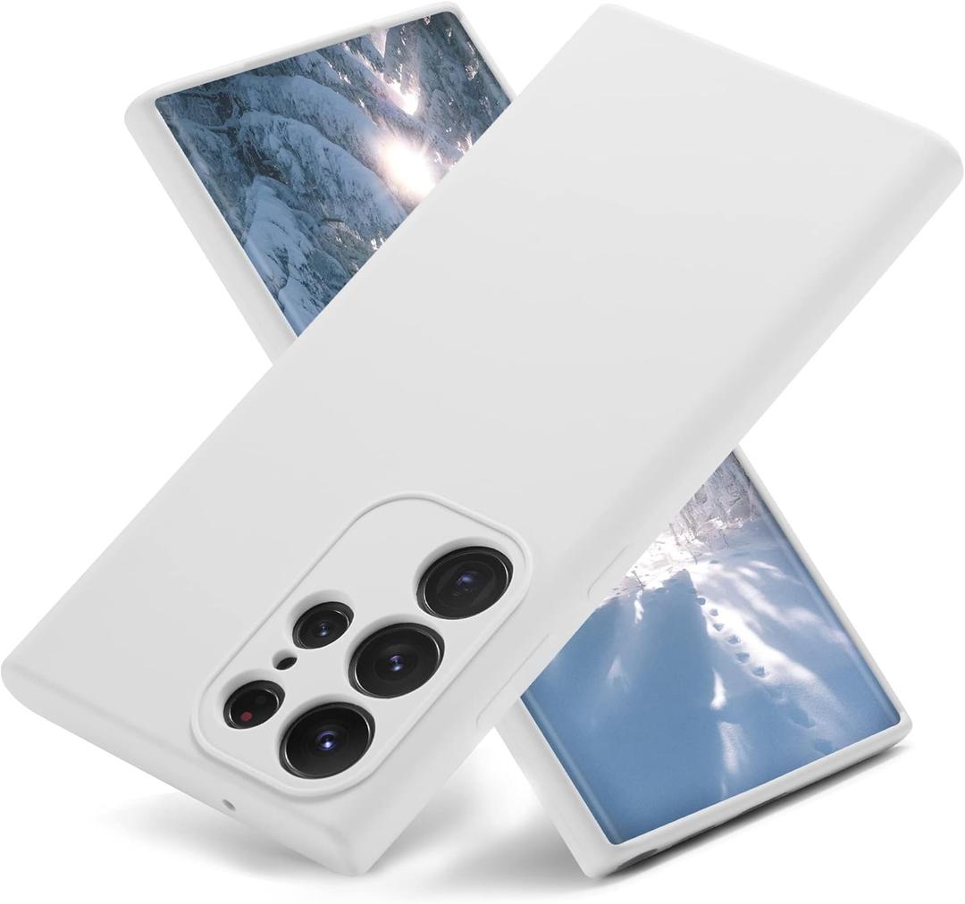 Varikke Compatible with Samsung Galaxy S23 Ultra Case Liquid Silicone, Skin Touch Gel Rubber Case with Soft Microfiber Lining, Cute Slim Full Camera Protection Cover, White