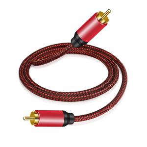 Tiierzon Digital Coaxial Audio Cable 20ft,1RCA Male to 1RCA Male Subwoofer Cable Nylon Braided RCA Video Cable for Subwoofer, Home Theater, HDTV, Hi-Fi Systems (20Ft)