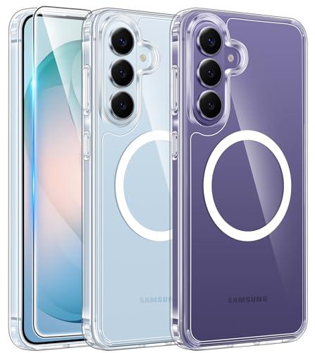 FNTCASE for Samsung Galaxy S26-Plus Case: Clear Magnetic Phone Cases with Screen Protector Compatible with Magsafe Slim Anti Yellowing Shockproof Protective Transparent Cover (Clear Magnetic)