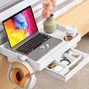 SPACELEAD Bedside Shelf for Bed College Dorm Room Clip On Nightstand with Cup Holder & Cord Holder&Drawer Bunk Bed Shelf for Organizer Top for Bedroom, White 