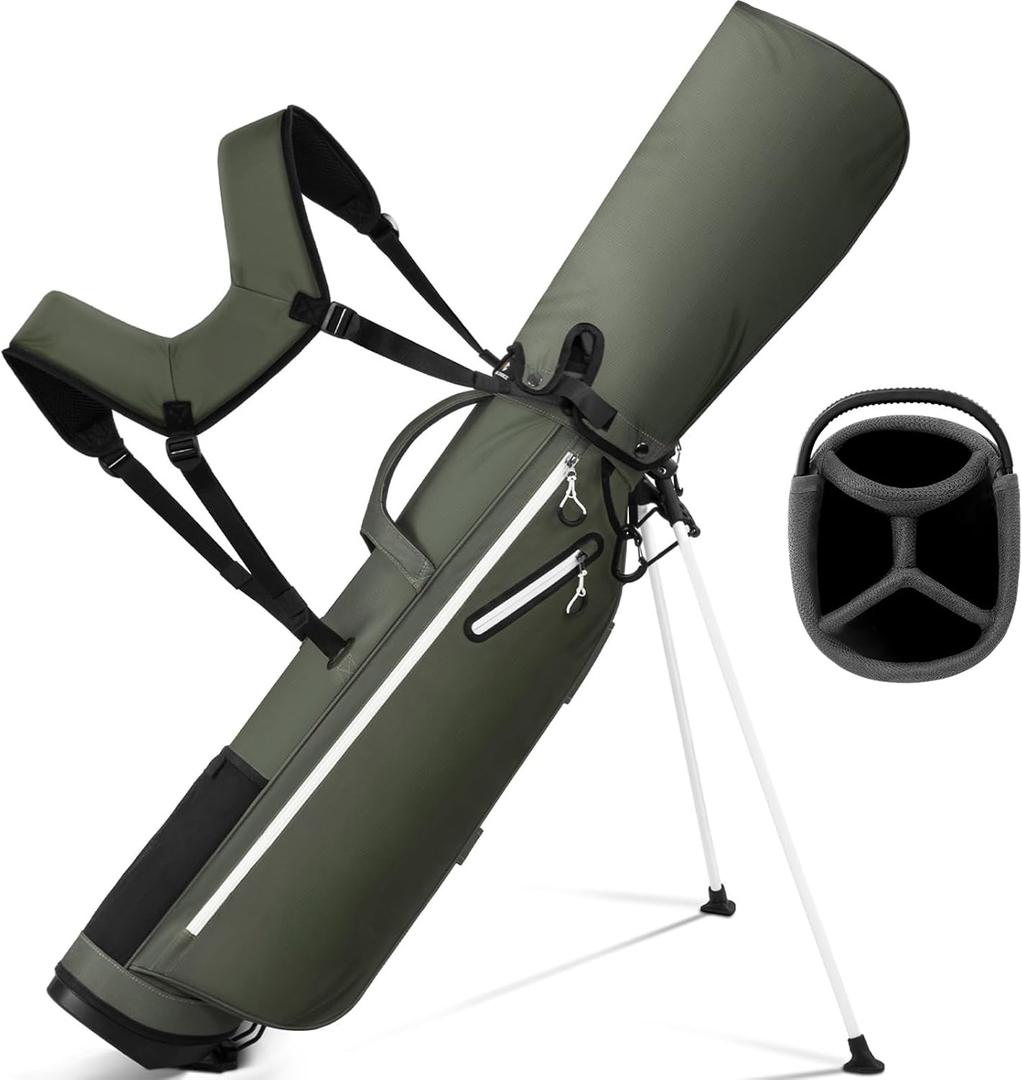 Lightweight Golf Stand Bag, 4-Way Full-Length Dividers, Holds Up to 10 Clubs, 3.7 lbs Golf Bag with Dual Straps & Stand for Driving Range, Par 3, and Standard Courses
