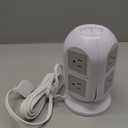 TESSAN Tower Surge Protector Power Strip 10 ft, Long Flat Extension Cord with Multiple Outlets, 8 AC Outlets with 4 USB Ports (1 USB C), Charging Station with Surge Protection, for Home Office Dorm (Grey)