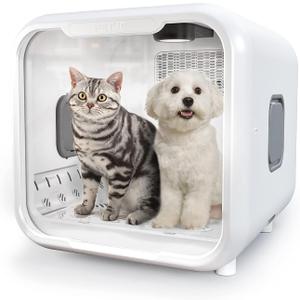 Automatic Pet Dryer Box for Cats and Small Dogs, Ultra Quiet Dog Hair Dryer 71L Capacity with Smart Temperature Control and 360 Drying(White-Standard)