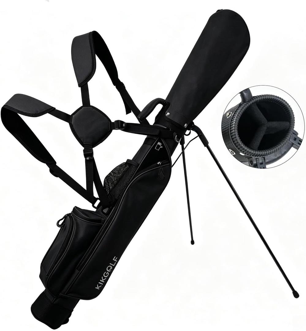 Full Choice Lightweight Golf Stand Bag, Black | Durable, 4 Way Full-Length Dividers, Dual Straps & Stand, Golf Carry Bag