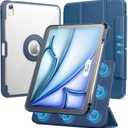 SPARIN Case for iPad Air 11 inch M3/ M2, iPad Air 7th/6th/5th/4th Gen (2025/2024/2022/2020) 10.9 inch,Case with Apple Pencil Holder, Detachable Magnetic Cover, Portrait and Landscape Stand, Navy