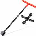 17 Inch Water Meter Key with 4-Way Utility Key - Heavy-Duty Water Shut Off Tool for Curb Main, Underground Stop/Waste, Enforced Rebar Steel, T-Handle & U-Head