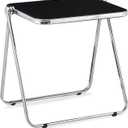 KAIHAOWIN Folding TV Tray Table Acrylic Foldable Table No Assembly Required Tiny Desk for Home Office Side Table Small Computer Desk for Small Spaces (Black), 19.7" x 28.3" x 27.6"
