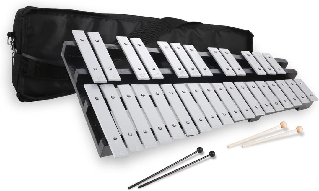 Heuyrao 30 Notes Foldable Glockenspiel Xylophone, Percussion Instrument Kit for Beginner- Includes 4 Mallets and Carrying Bag