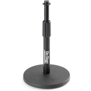 On-Stage DS7200B Adjustable Desktop Mic Stand (for Recording, Streaming, Podcasting, Bass, Drums&Amps, Adjustable Height, Round Weighted Base, 5/8-27 Threading, Metal, Black)