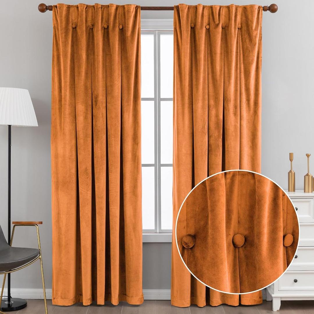BRIGHTSHEER Mustard Yellow Velvet Curtains 2 Panels, Room Darkening Rod Pocket Insulated Curtains for Bedroom, Living Room, Luxury Room Darkening Window Treatments Drapes, W52 x L84 inches BRIGHTSHEER Mustard Yellow Velvet Curtains 2 Panels, Room Darkening Rod Pocket Insulated Curtains for Bedroom, Living Room, Luxury Room Darkening Window Treatments Drapes, W52 x L84 inches