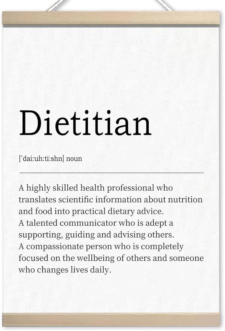 Dietitian Definition Print Canvas Wall Art, Nutritionist Gift, Wood Canvas Poster Hanging, Motivational Art Poster, Home Office Decor, Appreciation Gift for Birthday Graduation Valentines Day