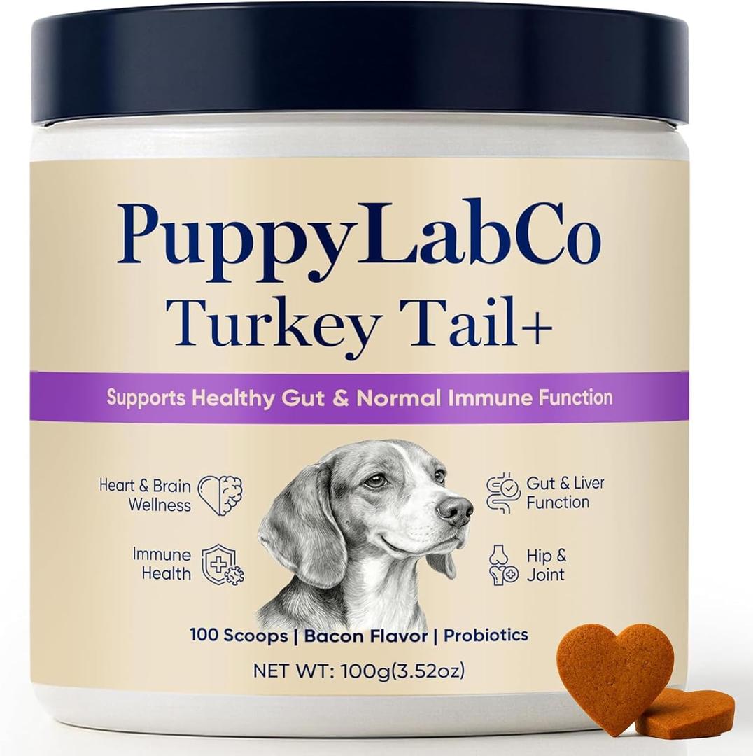 Turkey Tail Mushroom Probiotics for Dogs Immune & Digestive Support Soft Chews, Grain-Free, Natural Antioxidants, 100g