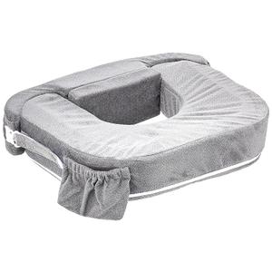 My Brest Friend Twin Nursing Pillow - Enhanced Comfort with Slipcover - Ultimate Ergonomic Support for Breastfeeding- Adjustable Strap and Silent Release Buckle with Handy Side Pocket, Evening Grey