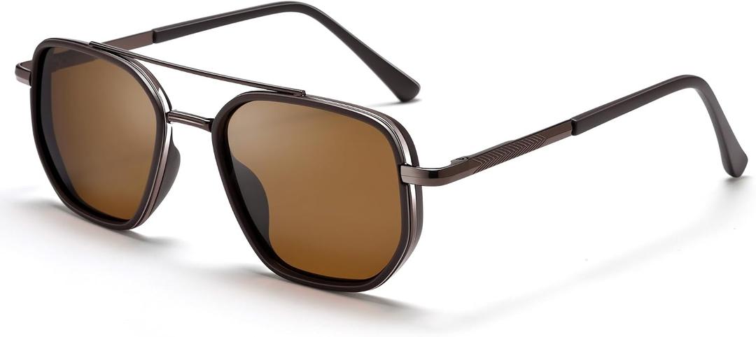 Pro Acme Polarized Aviator Sunglasses for Men & Women, Retro Square Metal Frame UV400 Shades for Driving Travel