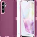 ONOLA Compatible with Samsung Galaxy S26 Case with HD Screen Protector, Heavy Duty Shockproof & Dropproof 3-Layer Cover Phone Case for Galaxy S26 6.3'', Wine Red Pink
