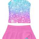 ALISISTER Girls Swimsuit Size 8-10 Bathing Suit Two Piece Tankini Galaxy Summer Beach Space Swimwear with Shorts 9 Year Old