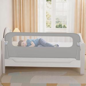 NUTIKAS Baby Bed Rail Guard for Toddlers - 78" Toddler Bed Rails for Twin, Full, Queen, King Bunk Size Bed Swing Down Bedrail Extral Tall Child Safety Side Railing Guards for Kids Gray