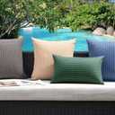 Kevin Textile Outdoor Waterproof Throw Pillow Covers Pack of 2 Farmhouse Decorative Cushion Covers for Garden Patio Tent Balcony Bench Couch Sofa 22x22 Inch, Dark Green