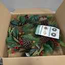 Christmas Wreath, 24 Inch Christmas Wreaths for Front Door, Artificial Green Magnolia Leaves, Red Berries, Pinecones, Winter Indoor and Outdoor Farmhouse Wreath Window, Home Decorations