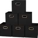 Household Essentials 80-1 Foldable Fabric Storage Bins | Set of 6 Cubby Cubes With Handles | Black