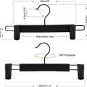 GUANJUNE Clothes Pants Hangers, Space-Saving Skirt Holders with 360 Swivel Hooks, Adjustable Clips, Trouser Hangers, Clothes Coat Garment Jeans Hangers (20 Pack, Black)